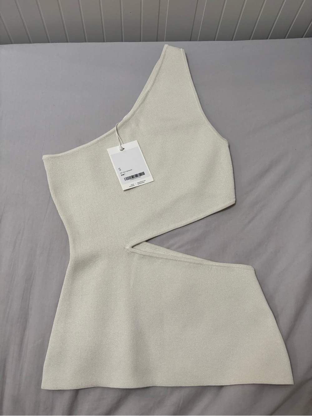 OAK + FORT One-Shoulder Cutout Dress in Cream